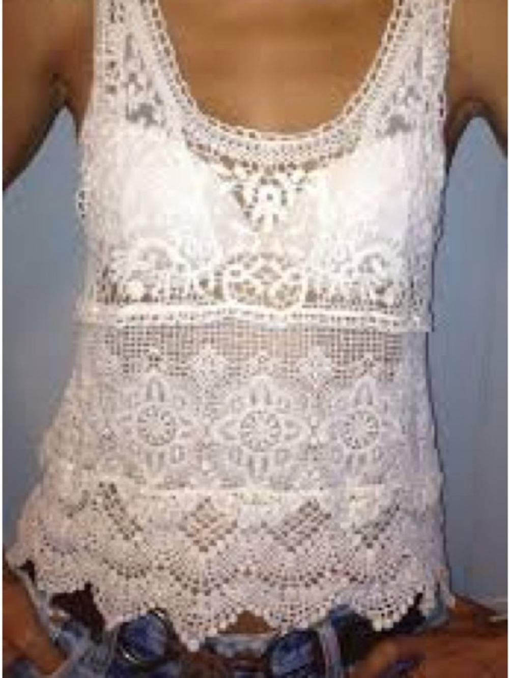 American Eagle Outfitters White Crochet Lace Camisole